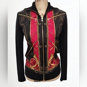 Ralph Lauren Vintage Equestrian Wool And Silk Sweater Zip Jacket Women's Size M